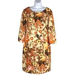 Talbots Dress Size 10‎ Floral Autumn Fall Colors Polyester Blend DR-1144